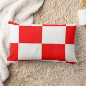 赤と白市松模様に板パターン ランバークッション (ブランケット)