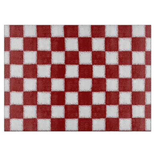 赤と白市松模様に カッティングボード (正面)