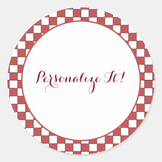 赤と白市松模様に ラウンドシール (正面)