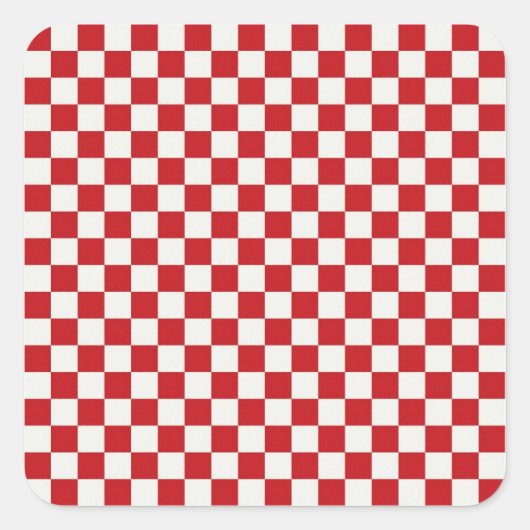 赤と白市松模様にPattern Country BBQ Colors スクエアシール (正面)