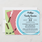 赤と白市松模様にTableclothファミリー懇親会 招待状 (正面)