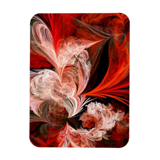 赤と白抽象芸術羽根磁石 マグネット (縦)