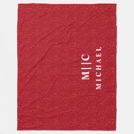 赤と白振シンプル掛けモノグラムモダン フリースブランケット