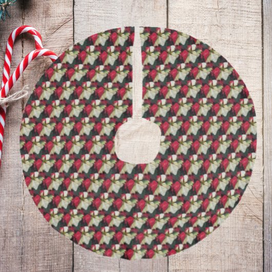 赤と白斑点状 フェイクリネンツリースカート