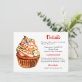 赤と白方向結婚、詳細カップケーキ 招待状 (スタンド正面)