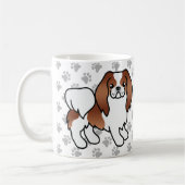 赤と白日本のChin Cartoon Dog & Paws コーヒーマグカップ (左)