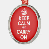 赤と白最も最高のな価格のKeep Calm and Carry On メタルオーナメント (左)