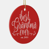 赤と白最高のお婆さん セラミックオーナメント (右)