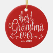 赤と白最高のお婆さん セラミックオーナメント (正面)