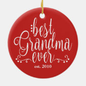 赤と白最高のお婆さん セラミックオーナメント (裏面)