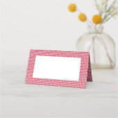 赤と白格子状市松模様に模様 |休日 プレイスカード (正面)