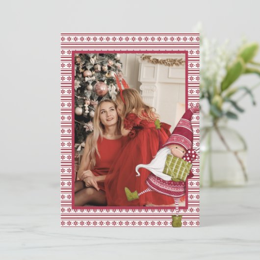 赤と白格言写真クリスマス シーズンカード (スタンド正面)