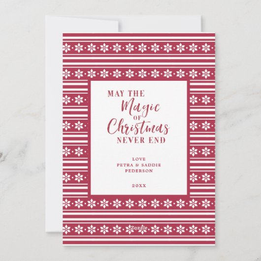 赤と白格言写真クリスマス シーズンカード (裏面)