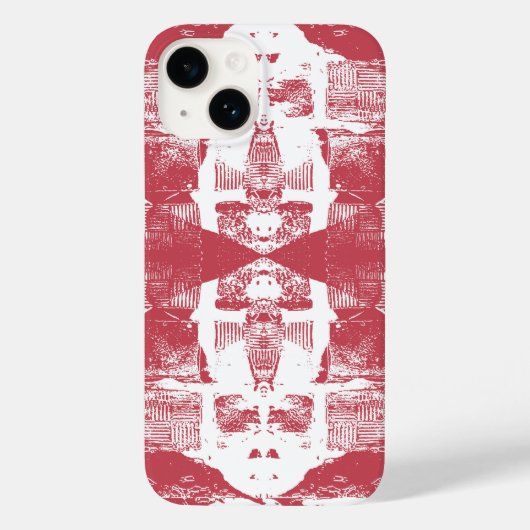 赤と白正方形パターン Case-Mate iPhoneケース (裏面)