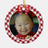 赤と白水牛のプライドパーソナライズされた写真 セラミックオーナメント (正面)