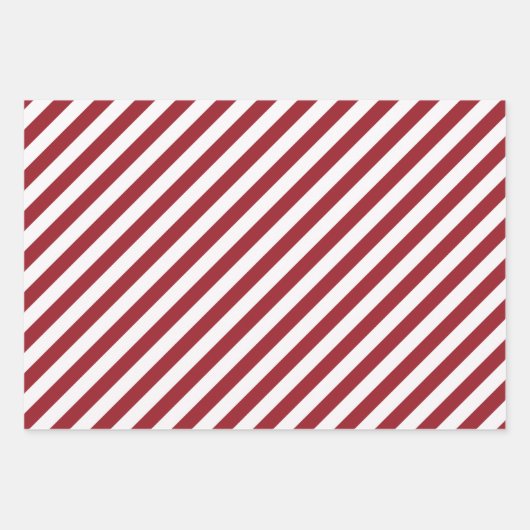 赤と白水玉模様とクストライプのリスマス ラッピングペーパーシート (正面2)