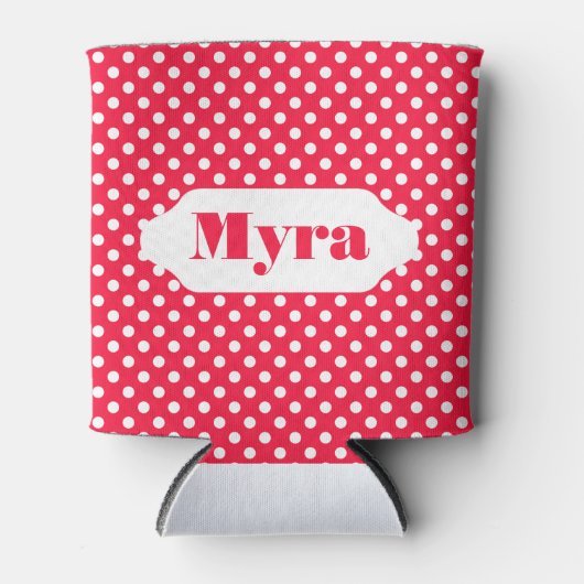 赤と白水玉模様カスタム缶クーラー 缶クーラー (正面)