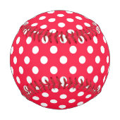 赤と白水玉模様カスタム野球 野球ボール (裏面)