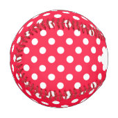 赤と白水玉模様カスタム野球 野球ボール (正面左)