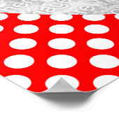 赤と白水玉模様ハート写真 ポスター (角)