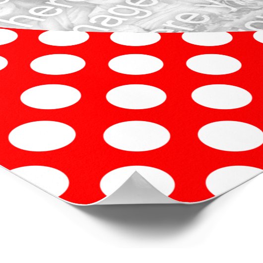 赤と白水玉模様ハート写真 ポスター (角)