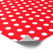 赤と白水玉模様パターン。ざらざら。 ポスター (角)