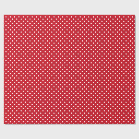 赤と白水玉模様パターン ラッピングペーパー (フラット)