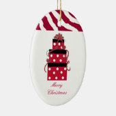 赤と白水玉模様パッケージ セラミックオーナメント (右)