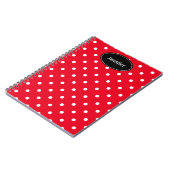 赤と白水玉模様パーソナライズされた ノートブック (左側)