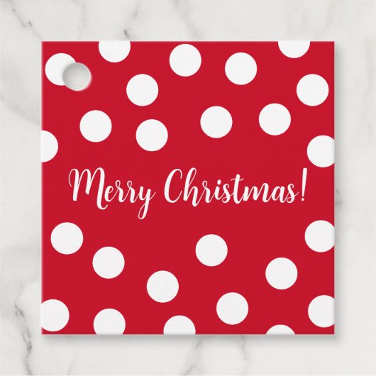 赤と白水玉模様パーソナライズされた フェイバータグ (正面)