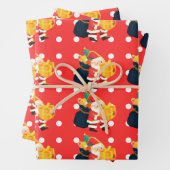 赤と白水玉模様ホリーすてきサンタパターン ラッピングペーパーシート (インサイチュ)