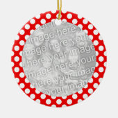 赤と白水玉模様写真 セラミックオーナメント (正面)