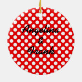 赤と白水玉模様写真 セラミックオーナメント (裏面)