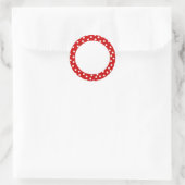 赤と白水玉模様標識 ラウンドシール (バッグ)