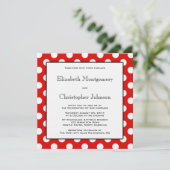 赤と白水玉模様結婚式招待状 招待状 (スタンド正面)