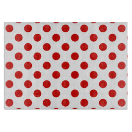 赤と白水玉模様 カッティングボード