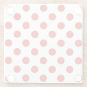 赤と白水玉模様 ガラスコースター (裏面)