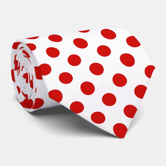 赤と白水玉模様 ネクタイ (ロール)