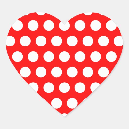 赤と白水玉模様 ハートシール (正面)