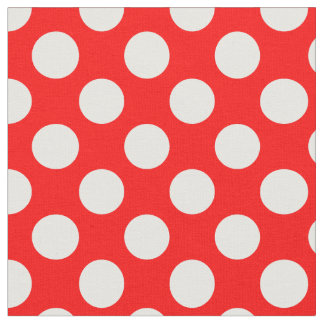 赤と白水玉模様 ファブリック