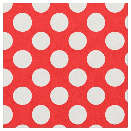 赤と白水玉模様 ファブリック (クローズアップ)
