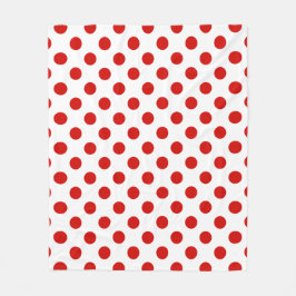 赤と白水玉模様 フリースブランケット
