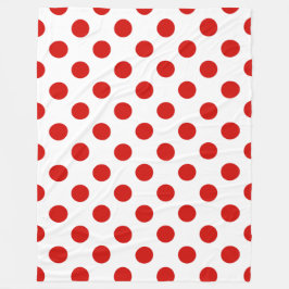 赤と白水玉模様 フリースブランケット