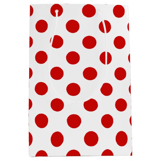 赤と白水玉模様 ミディアムペーパーバッグ (正面)