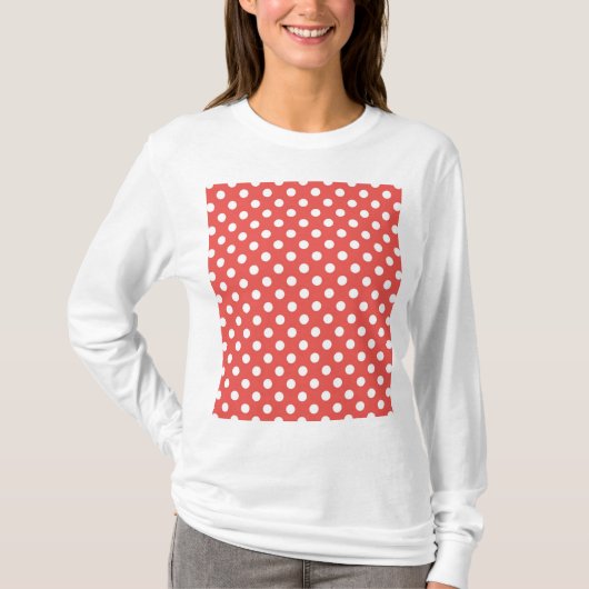赤と白水玉模様 Tシャツ (正面)