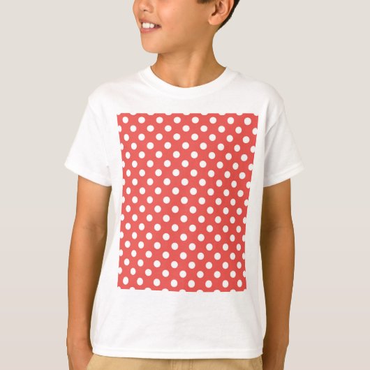 赤と白水玉模様 Tシャツ (正面)