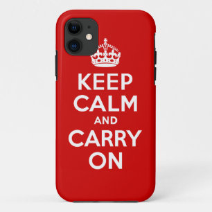 赤と白確実なKeep Calm and Carry On iPhone 11 ケース