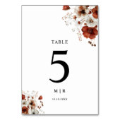 赤と白素朴の水色のフローラ結婚 テーブルナンバー (裏面)