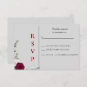 赤と白結婚バラ 出欠カード (正面/裏面)