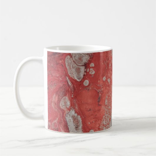 赤と白絵画抽象芸術 コーヒーマグカップ (左)